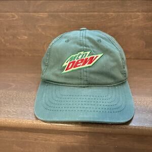 Mountain Dew Hat Cap Strap Back Green‎ Embroidered Promo Advertising AJM Mens